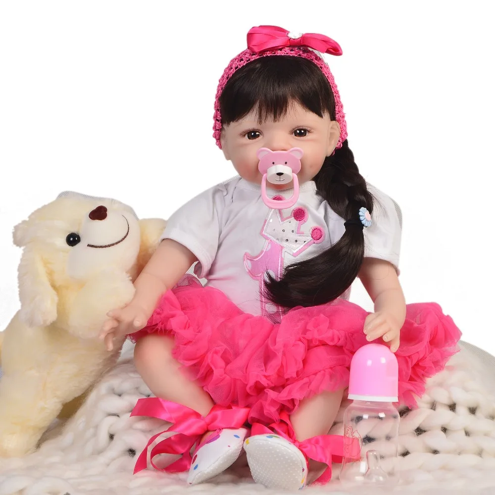 

22inch So Lovely Reborn handmade 55cm stylish vinyl white skin bebe Silicone lifelike Reborn Boneca Doll collection for sale toy