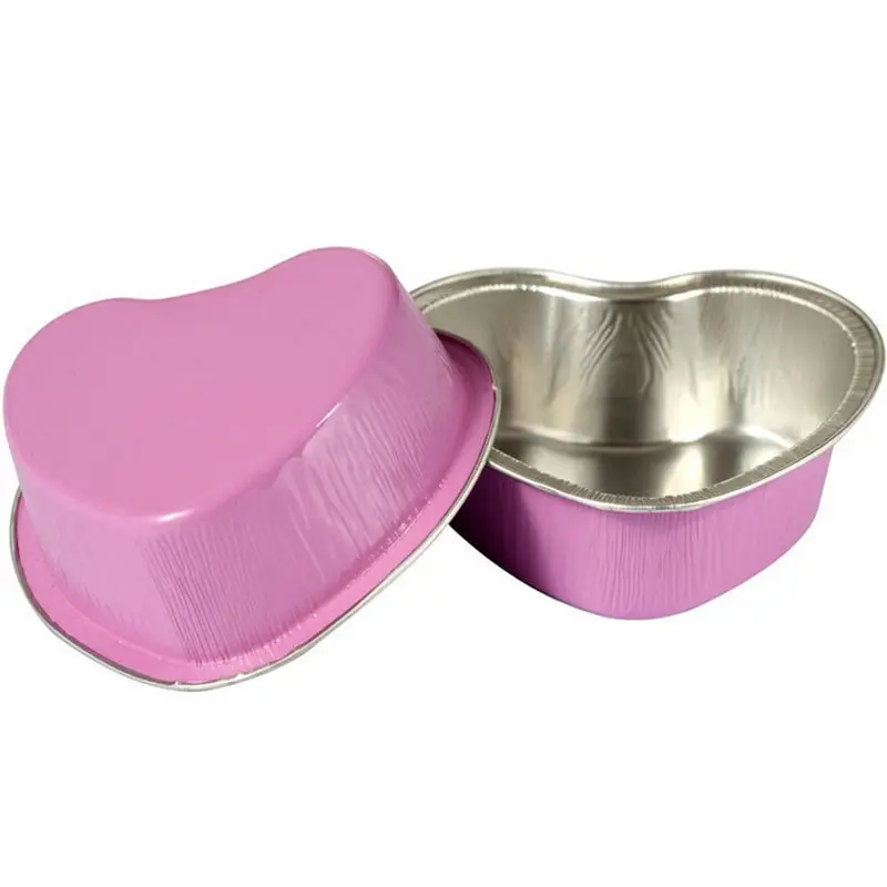 100 шт. одноразовые алюминиевые чашки для пудинга в форме сердца с крышками мл