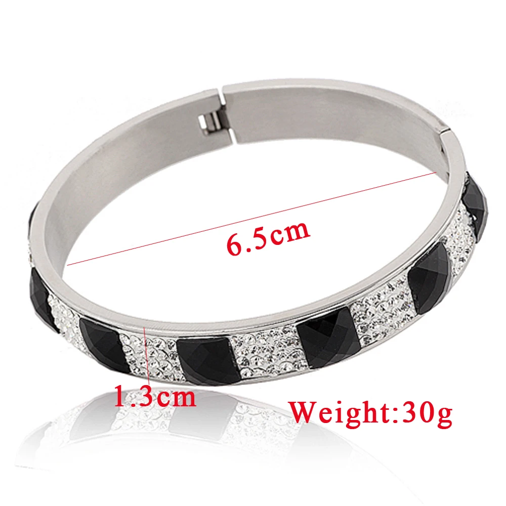 Женский браслет с прозрачными и черными кристаллами|bangle bracelet|bangle bracelets womenscrystal
