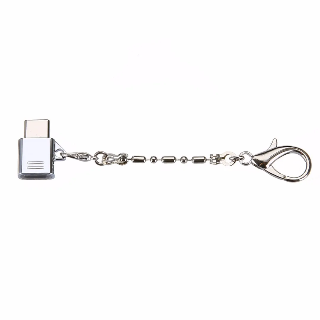 Высокое качество Мини Micro USB Женский к USB 3,1 type C Мужской адаптер конвертер с брелоком серебро