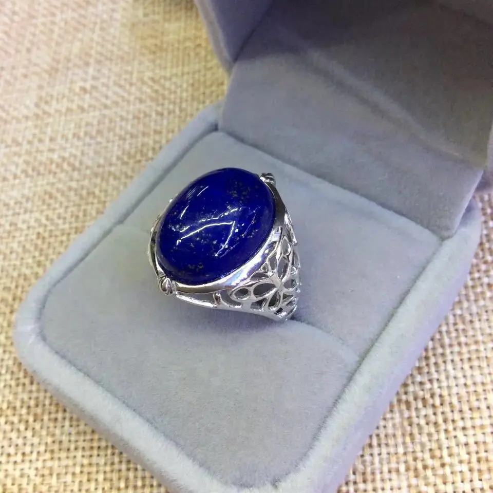 

Silver Ornaments S925 Sterling Silver Inlaid Natural Afghan Lapis Lazuli Butterfly Hollow Open Ended Ring