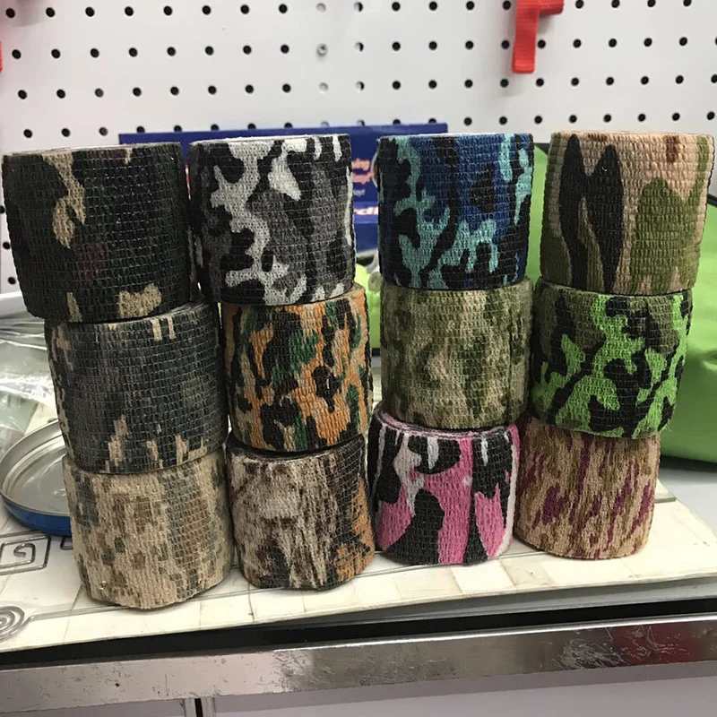 10Pcs/Lot Self-adhesive Camping Camo Tape Bandage Stealth Non-woven Paintball Rifle Hunting Shooting Waterproof Camouflage Tapes |