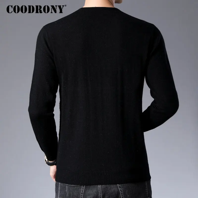 COODRONY свитер для мужчин Уличная мода Pull Homme осень зима чистая Мериносовая Шерсть свитера мягкий теплый кашемировый пуловер для мужчин 93008