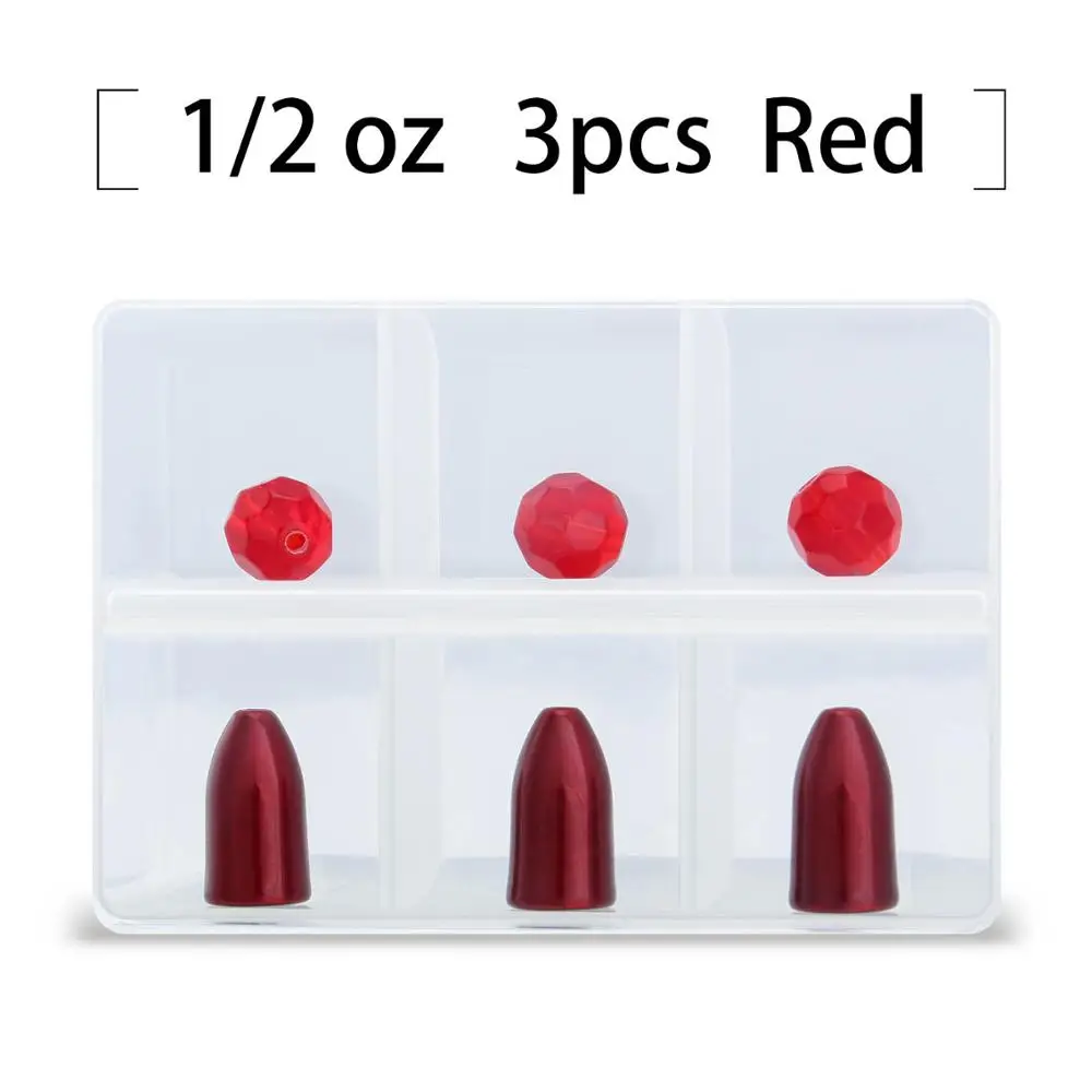 Red-3pc-14.18g-each Бум рыболовный Вольфрам Вес Пули со стеклянными бусинами хранения в маленьком чехле, используя в пластиковая приманка и Carolina Rig - Цвет: Red-3pc-14.18g-each