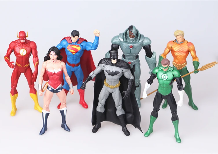 7 шт. набор Marvel Мстители фигурка чудо-женщина флэш Супермен Бэтмен Зеленый Фонарь Аквамен фигурки, детские игрушки