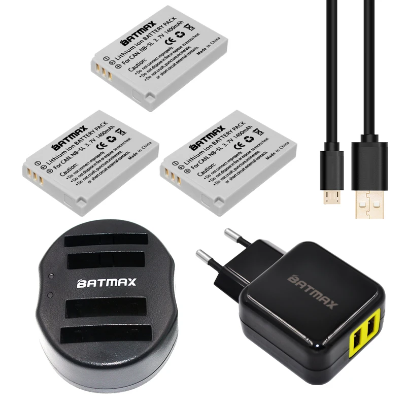 Аккумуляторная батарея Batmax для Canon S110 SX200 SX210 SX220 SX230 IS HS IXUS 850 870 860 990 SD 950 3 шт.|nb 5l|canon nb