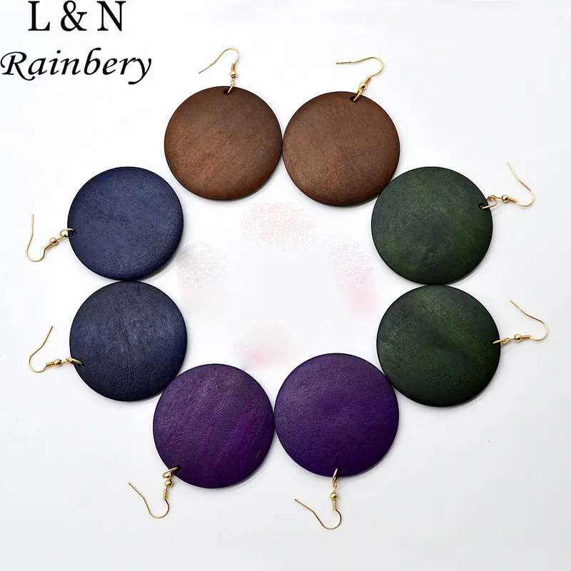 Rainbery Monogram Wood Earrings 2021 New Fashion Women Jewelry Wholesale Natural Dangle JE0541 | Украшения и аксессуары
