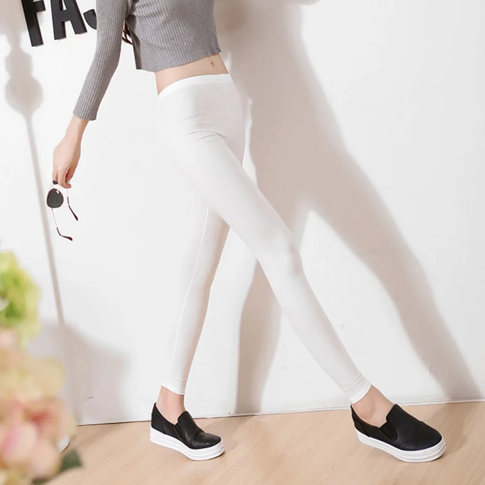 Fashion Casual Leather Leggings Sexy Women Cropped Elastic Leggins Thin | Женская одежда