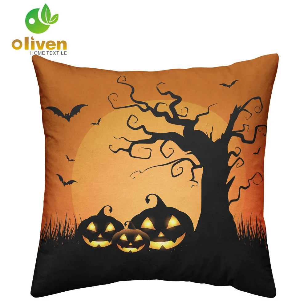 Halloween Pillow Cover Pumpkin Print Cushion Kids Cartoon Throw Pillows housse de coussin P15 | Дом и сад