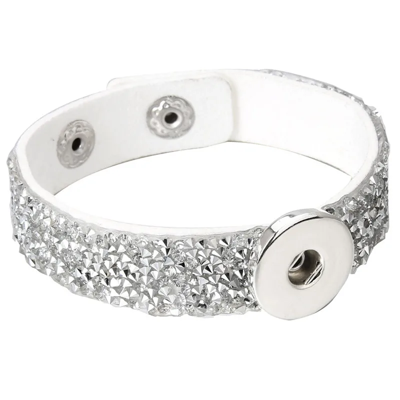 New Snap Jewelry Unisex Multicolor Rhinestone Leather Bracelet&ampBangles Fit 18mm Snaps Bracelets For Women ZE464 | Украшения и