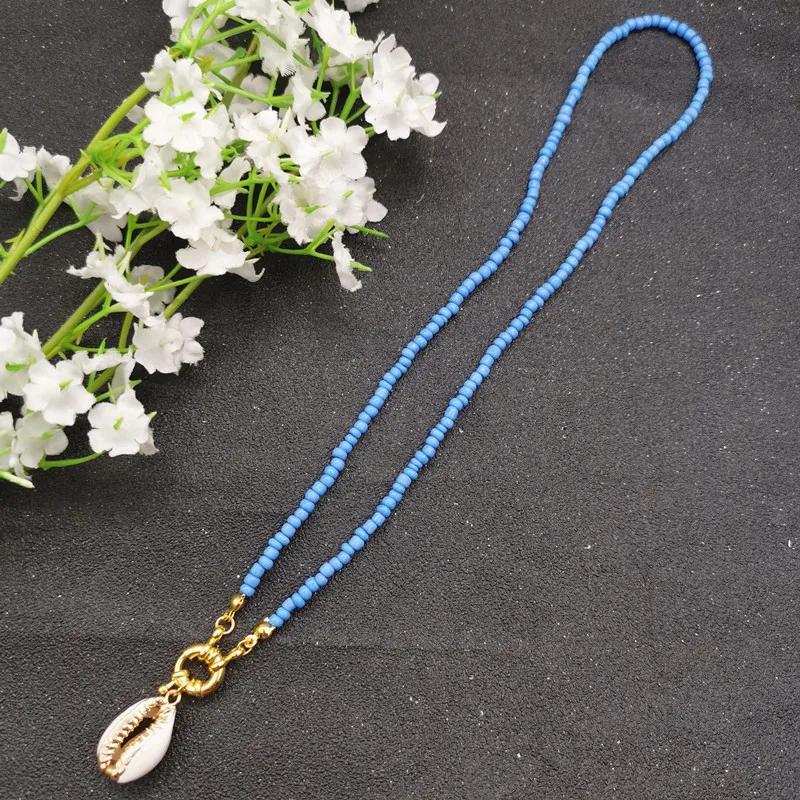 JCYMONG 17 Color Bead Choker Necklace For Women Bohemian Shell Cowrie Pendant Necklace Female Fashion Beach Collier Jewelry