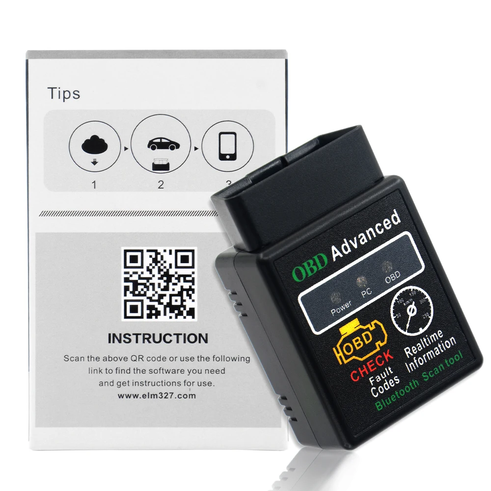 2019 автомобильный диагностический сканер V2.1 OBD2 HH OBD ELM327 работает для Android Torque Bluetooth