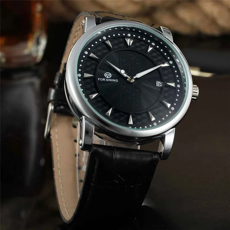 Forsining автоматические механические Для мужчин часы календарь Водонепроницаемый