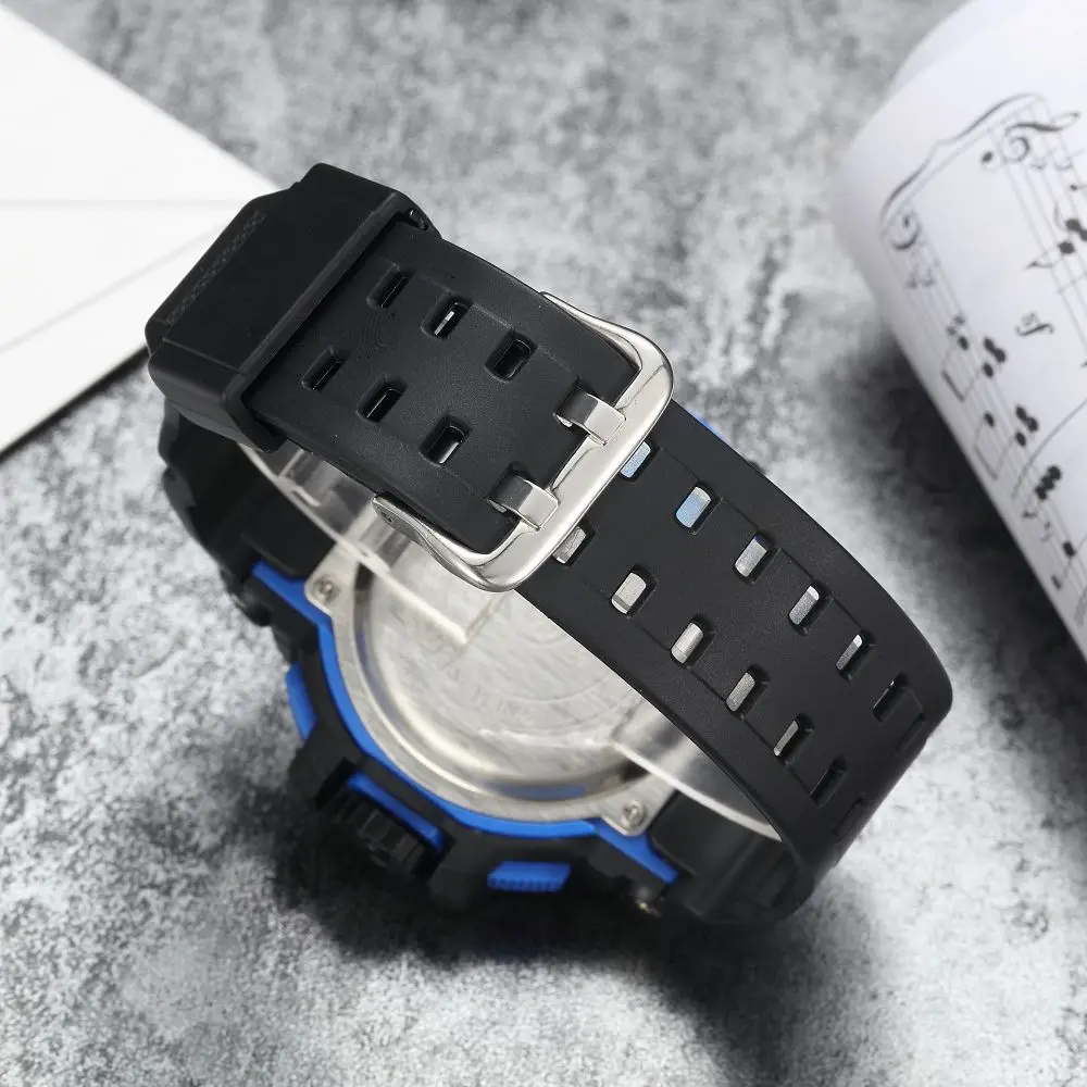Ohsen мужские кварцевые часы цифровой бренд синий циферблат силиконовый ремешок