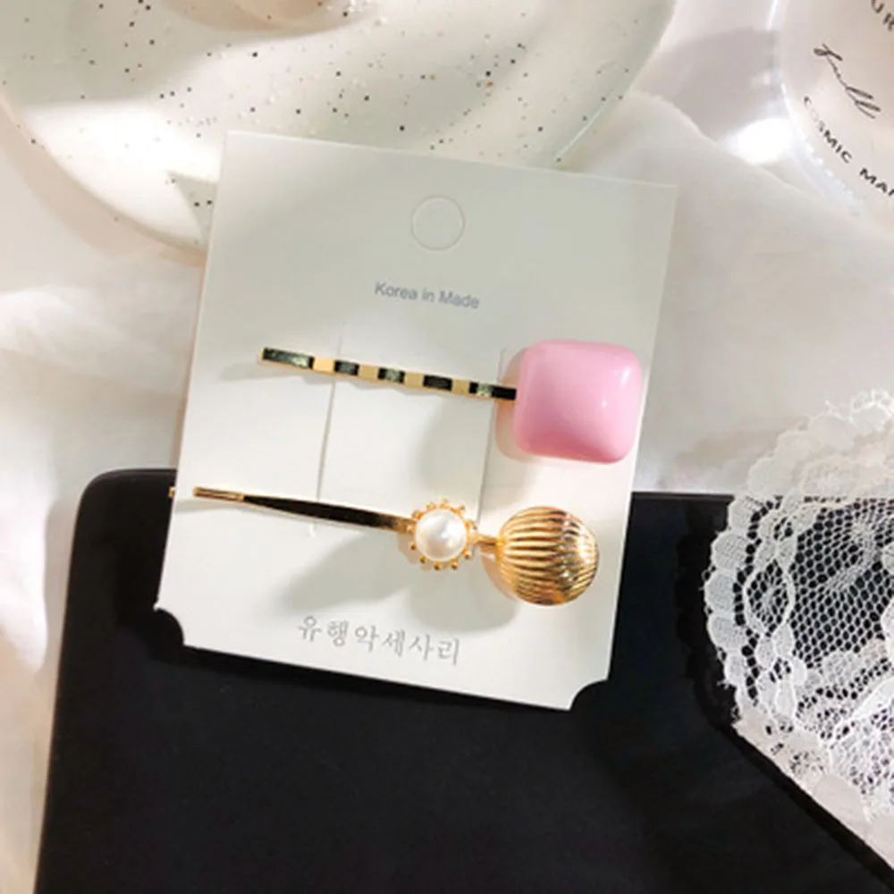 

New 1PC Korea Fashion Acrylic Imitation Pearls Hair Clips For Women Girls Geometry Hairpins Pearl Hair Clip Accessories Dropship