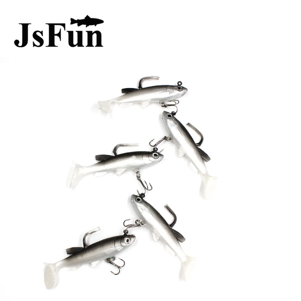 JSFUN 5 шт./лот серая Мягкая приманка 8 см 14 г воблеры искусственная Силиконовые