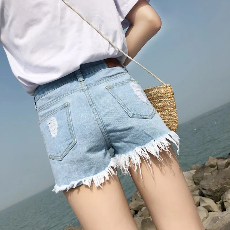 Women's Junior Ripped High Rise Frayed Hem Stretchy Distressed Jeans Shorts Summer 2019 Fashion Denim C315 |