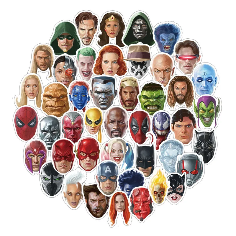 50 шт. новые персональные Marvel головы супер наклейки герои водонепроницаемый