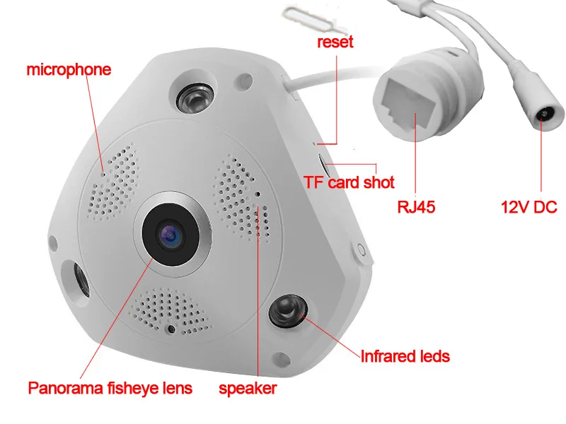 Беспроводная панорамная IP-камера CCDCAM 960P с углом обзора 360 градусов и поддержкой