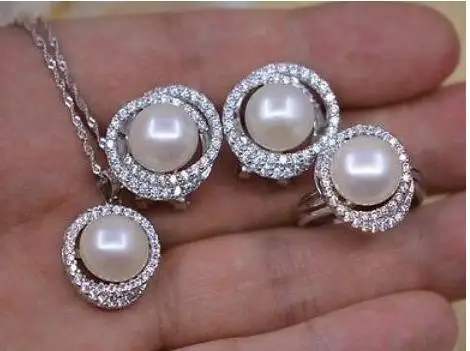 

fine jewelry Natural AAA+ pearls 925s sets 11-12mm jewelry with 925s chain(6color choose) free shipping