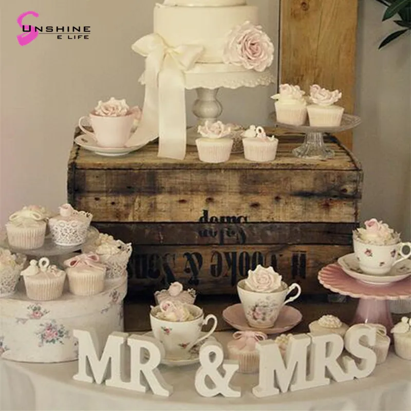 (Большой размер) 1 комплект свадебные деревянные буквы MR & MRS знак верхний стол