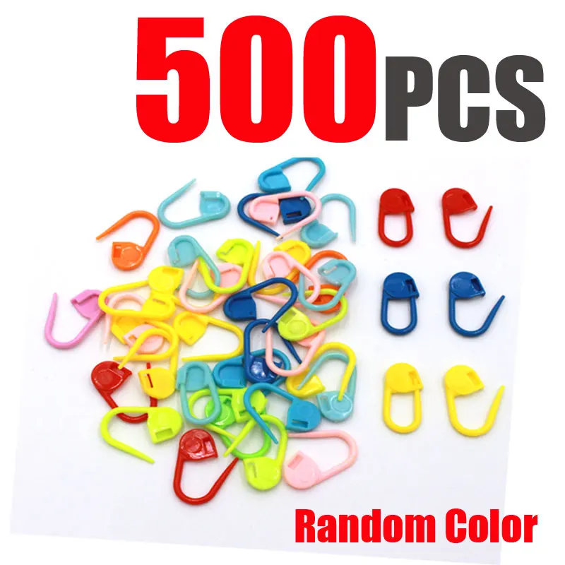 Random Color-500pcs 50/100/500 шт микс Цвет Пластик Маркер Держатель Вязание клип серьги, браслет, кольцо крюк для вязания крючком, Держатель вязания принадлежности для шитья - Цвет: Random Color-500pcs