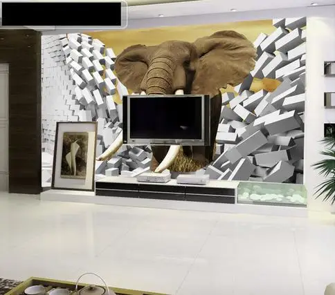 3d фото обои на заказ настенные фрески животные росписи слон 3 d ТВ настенная
