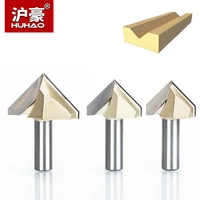 huhao 2pcslot 12 shank double edging router bits for wood 90 deg v type slotting cutter tungsten cnc woodworking carving tool