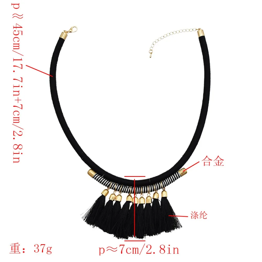 Богемная синяя черная красная кожаная цепочка с бахромой и подвеской ожерелья