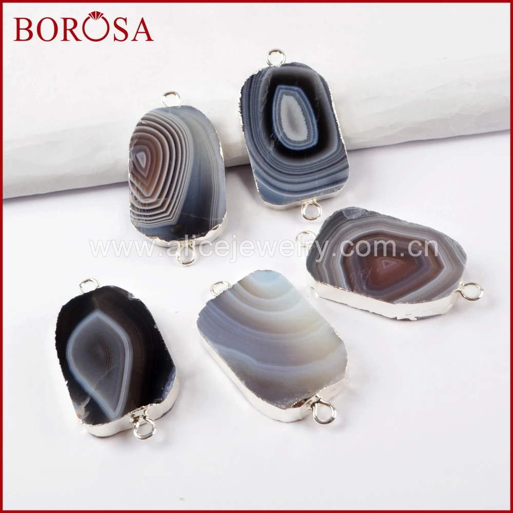 BOROSA 5/10 шт. серебряный цвет, фоторазъем, двойные подвески, друза, ювелирные изделия для браслета/ожерелья S1637