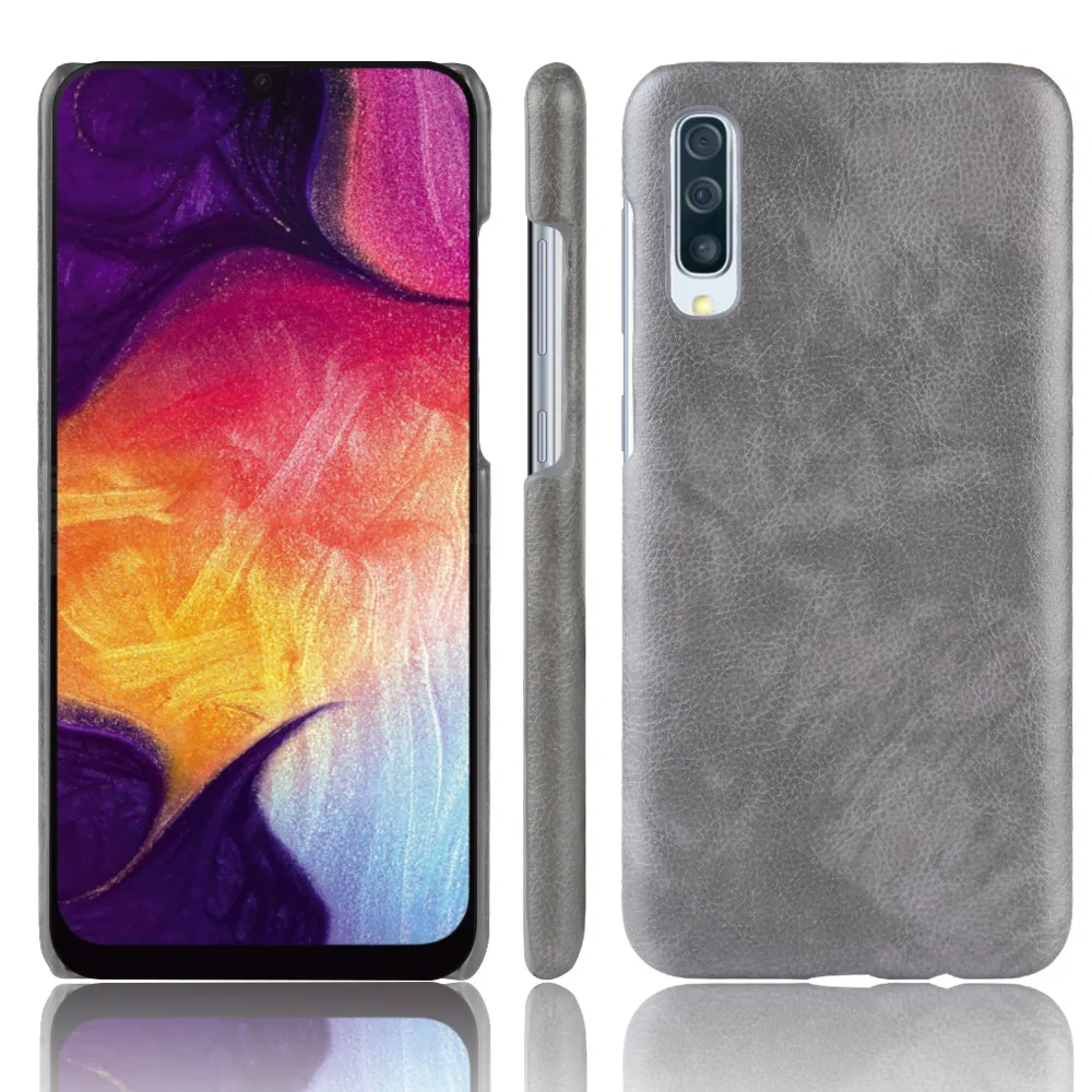 УГЛЕРОДНЫЙ чехол Litchi для Samsung A50 A60 A70 A90 A40 A30 A20 A20E A10 кожаный из искусственной кожи