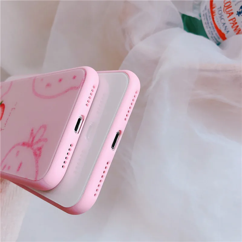 Kawaii японский клубничный чехол для телефона с надписью iPhone 6 Puls 6S 7 8 X XS MAX XR
