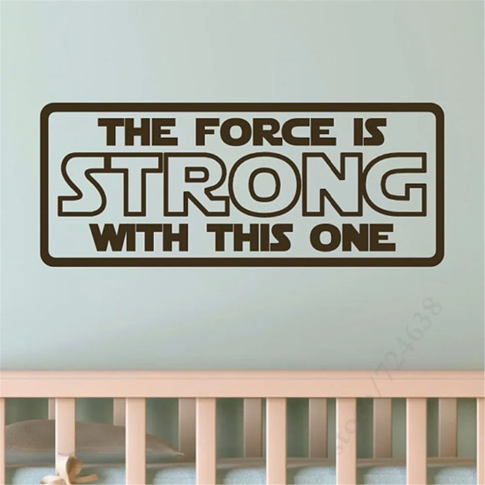 Виниловая наклейка на стену Star Wars The Force Is Strong йода Дарт Вейдер принт букв s 40x10 1