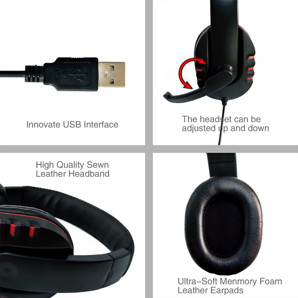 USB Проводное оголовье наушники с шумоподавлением стерео микрофоном для игровая