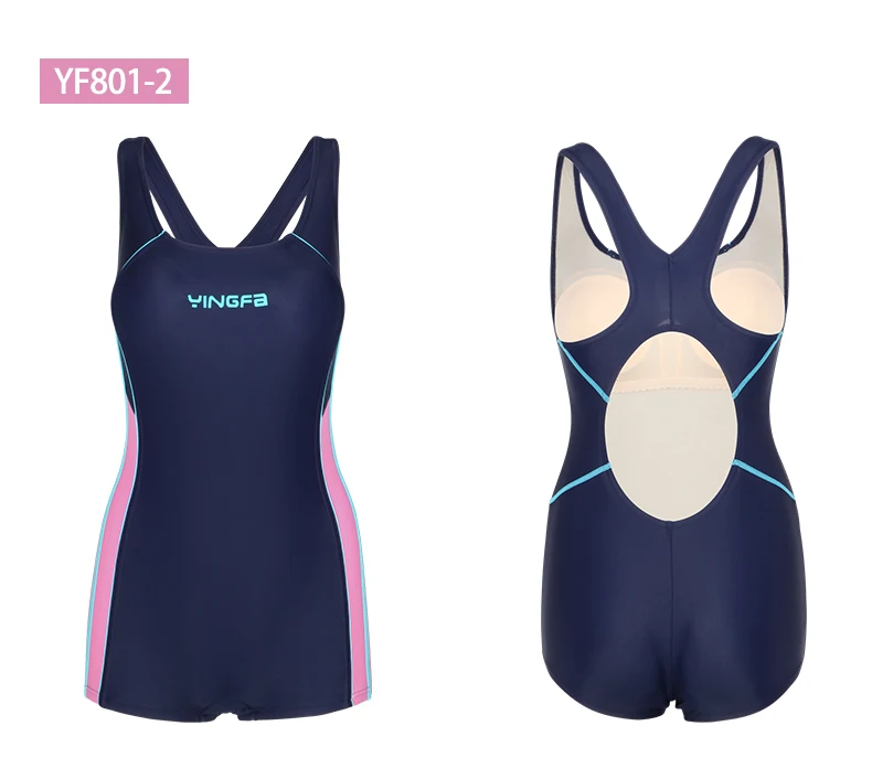 Yingfa YF801 сдельный женский спортивный купальные Костюм спортивный купальник цветной блок купальники открытая спина пляжная одежда купальники бикини