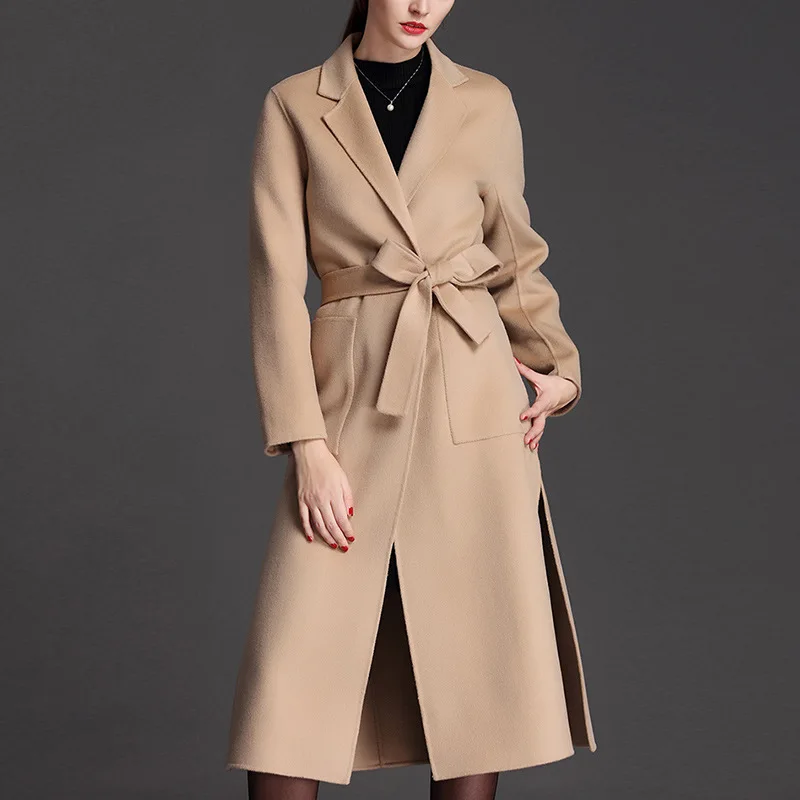 2017 Woman Wool Coat High Quality double woolen cashmere coat Winter Jacket Women Slim Woolen Long Cashmere Cardigan Jackets | Женская