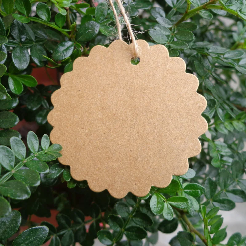 100 шт. коричневые бумажные бирки круглая подарочная бирка с зубчатыми краями