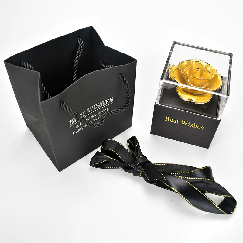 yellow Подарок для девушки, 24K позолоченная розовая шкатулка, можно положить ожерелье, кольцо, как подарок на день рождения матери - Цвет: yellow