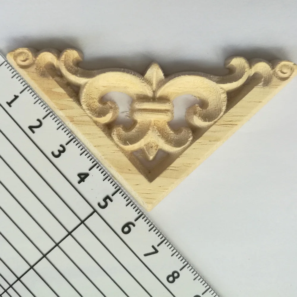 8CM Floor Carving Wood Natural Appliques for Furniture Cabinet Home Decoration Maison Accessories | Дом и сад