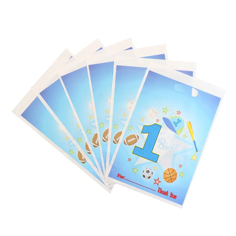 Gift Bags X 6pcs 1 Набор бумажных тарелок с днем рождения для детей, чашки для празднования первого дня рождения, детские салфетки, флаги, вечерние столовые приборы - Цвет: Gift Bags X 6pcs