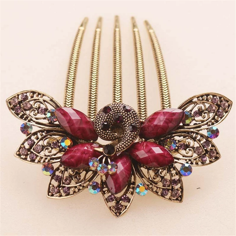 Красивые гребни для волос с павлином украшения подарки золотая металлическая