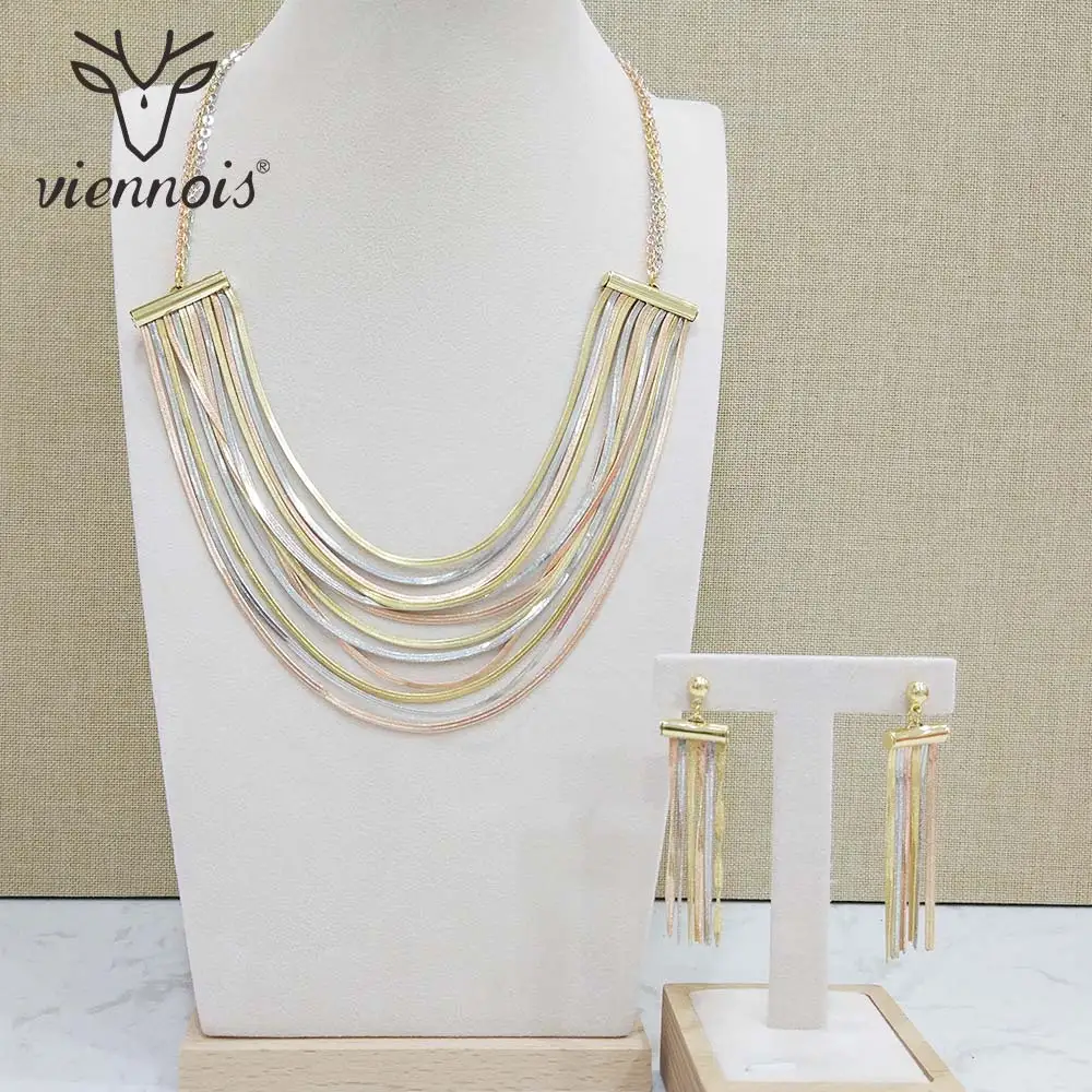 Viennois новинка разноцветные цветные серьги с кисточками ожерелье набор для женщин
