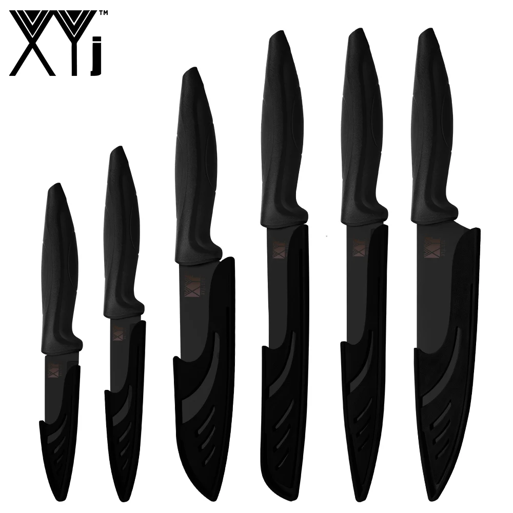 XYj кухонные ножи из нержавеющей стали 6 шт. бесплатные крышки 8 дюймов шеф повар