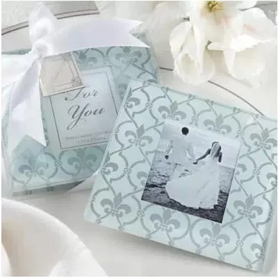 

200sets x 2pcs Fleur-de-lis Wedding Favours Photo Frames Glass Coasters Party Favors Supplies