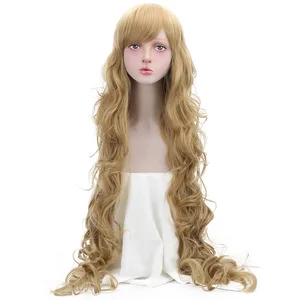 Парики с челкой для женщин, длинные естественные волнистые Синтетические Искусственные парики для косплея, розового, светлого, коричневого цвета из высокотемпературного волокна, 42 дюйма