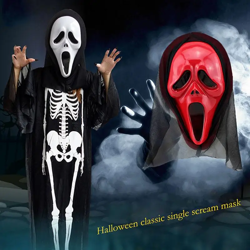 Halloween Scary Mask Skull Ghost Scream Full Face PVC Masquerade Party Dress Adult Costume Festival Cosplay |