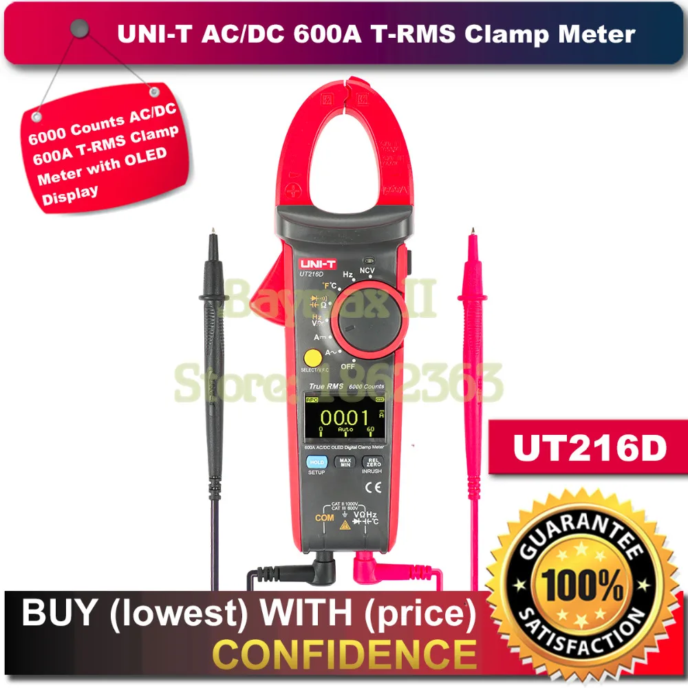 Φ OLED дисплей UT216D 6000 отсчетов 600A AC/DC UNI T цифровой зажим для измерения емкости Ом с