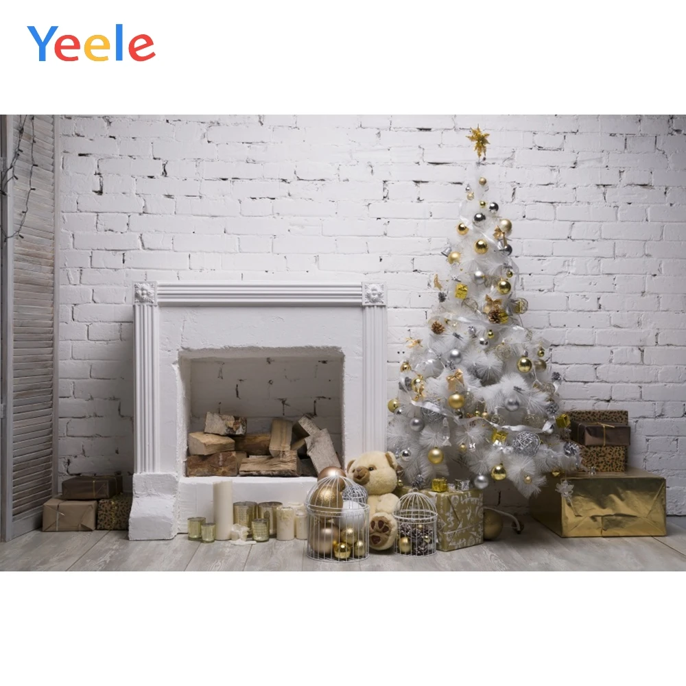 Фон для фотографий Yeele с изображением кирпичной стены рождественской елки