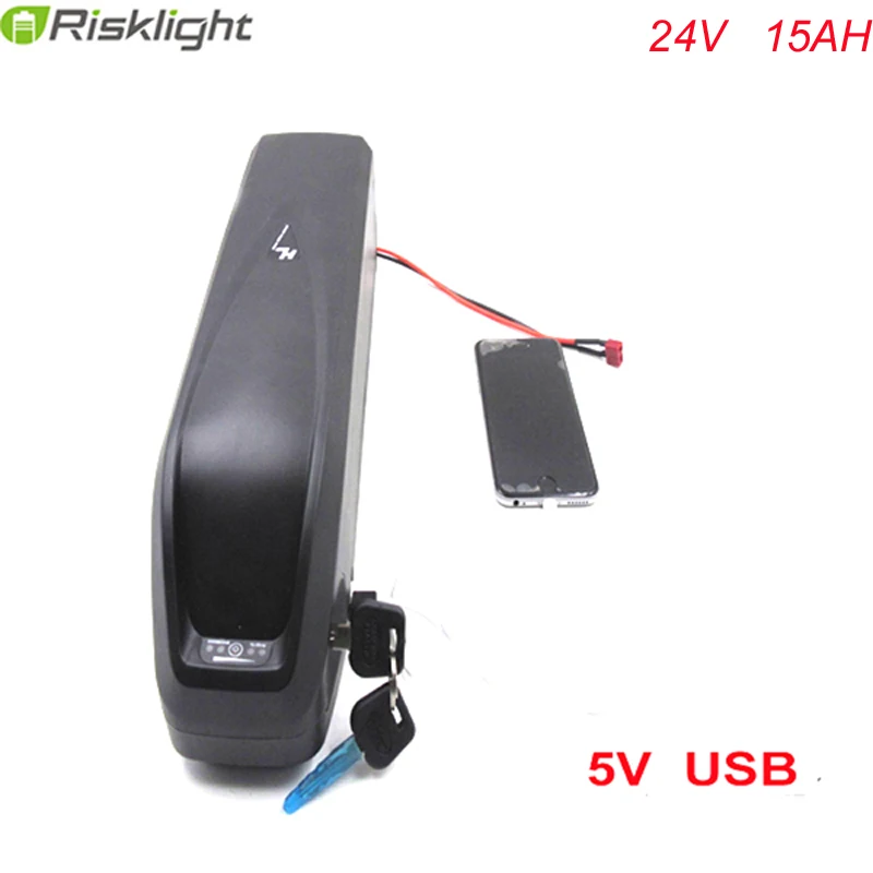 5V USB Hailong Тип ebike батарея 24v 15ah 7S 18650 литий ионный аккумулятор для электровелосипеда