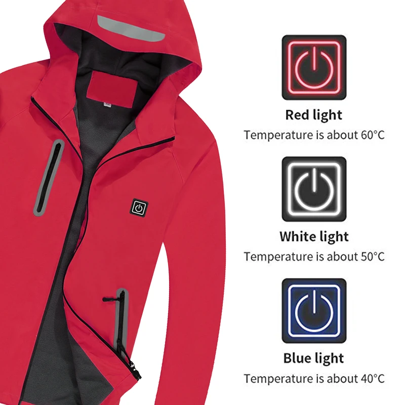 

Windproof Heating Jacket with Power Bank Thermal Hooded Jacket Winter Water-Resistant Outdoor Hiking Fishing Skiing Wind Break